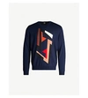 Fendi Futuristic Logo Wool Jacquard Sweater In Blue