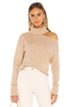 Paige Raundi Turtleneck Cutout Sweater In Camel