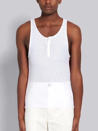 Thom Browne Eyelet Mesh Tank Top In White