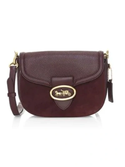 Coach Kat Leather & Suede Saddle Bag In Oxblood