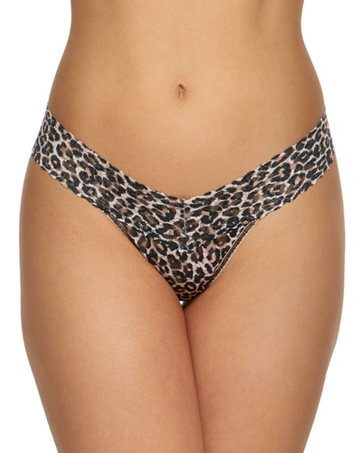 HANKY PANKY LEOPARD-PRINT LACE LOW-RISE THONG,PROD225160356