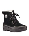 Sorel Torino Ii Faux Fur-trimmed Waterproof Suede And Rubber Ankle Boots In Black