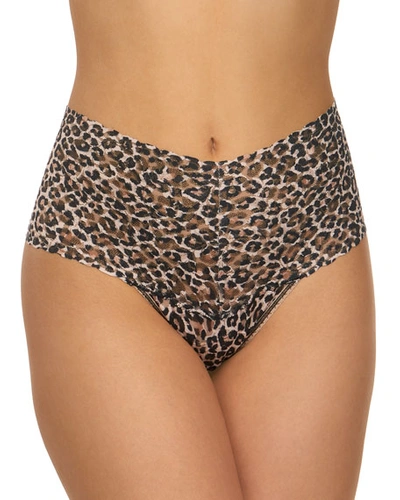 HANKY PANKY LEOPARD-PATTERN LACE RETRO THONG,PROD225160188