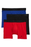 Polo Ralph Lauren Lux 4d-flex Cotton Modal Boxer Brief 3-pack In Royal/ Red/ Black