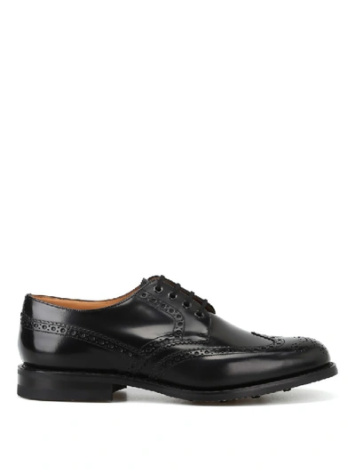 Church's Ramsden Polished Fume Leather Derby Brogues In Black
