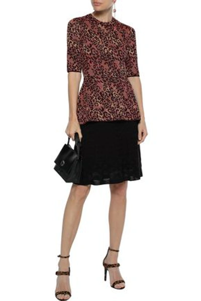 M Missoni Metallic Jacquard-knit Peplum Top In Animal Print