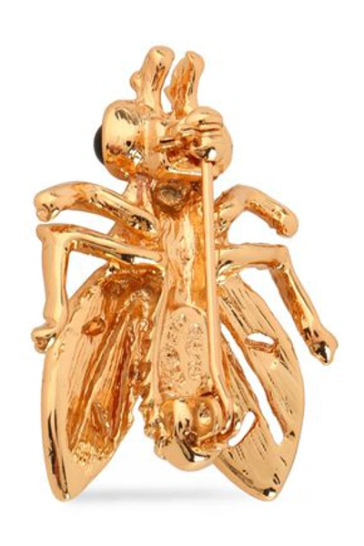 Kenneth Jay Lane Woman Gold-tone, Crystal And Stone Brooch Gold