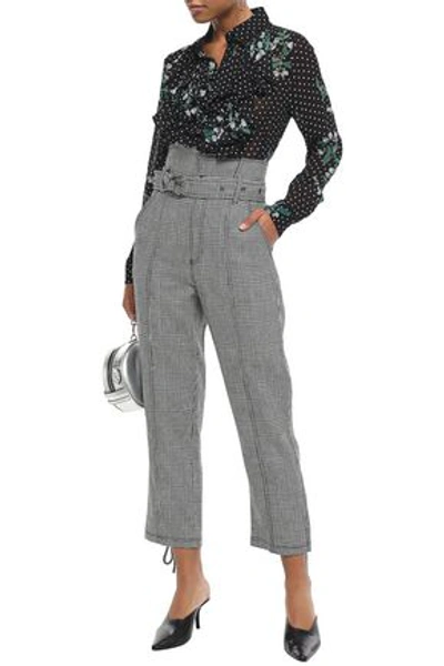 Marissa Webb Woman Belted Prince Of Wales Checked Linen And Cotton-blend Straight-leg Pants Black