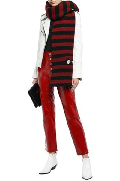 Mcq By Alexander Mcqueen Appliquéd Striped Brushed-wool Scarf In Red