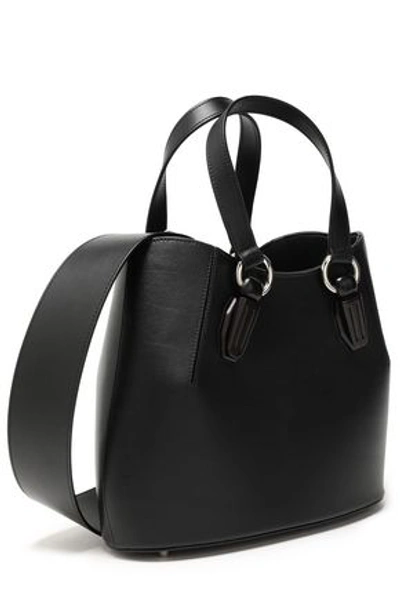 Aevha London Woman Wood-trimmed Leather Tote Black