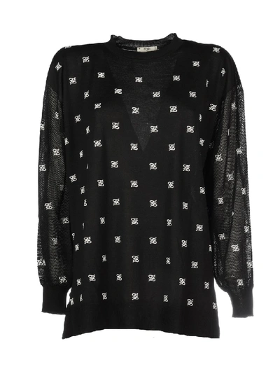 Fendi Wool-blend Sweater In Black