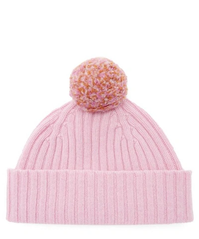 Quinton Chadwick Seamless Pom Pom Wool Beanie Hat In Pink