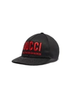 GUCCI 品牌名称标语刺绣斜纹布棒球帽