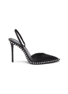 ALEXANDER WANG 'Rina' glass crystal ball chain satin slingback pumps