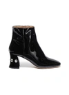 MIU MIU Glass crystal heel patent leather ankle boots