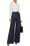 VICTORIA BECKHAM EMBROIDERED HIGH-RISE WIDE-LEG JEANS,3074457345621236221