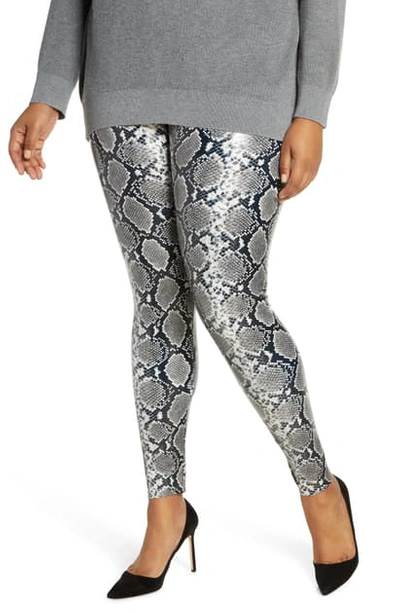 Commando Reptile Embossed Faux Leather Leggings In Grey Snake