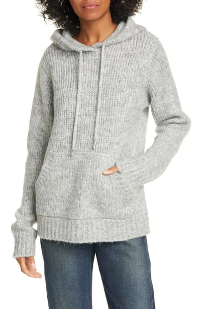 Helmut Lang Ghost Mélange Knitted Hoodie In Ash Melange