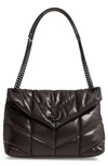 Saint Laurent Lou Puffer Medium Ysl Shoulder Bag In Quilted Leather In Noir