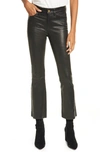 Frame Crop Mini Boot Lamb Leather Pants In Washed Black