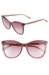 Longchamp Le Pliage 55mm Gradient Cat Eye Sunglasses In Purple Rose/ Mauve