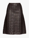 BOTTEGA VENETA BOTTEGA VENETA HIGH WAIST WOVEN LEATHER SKIRT,586006VF3G014184342