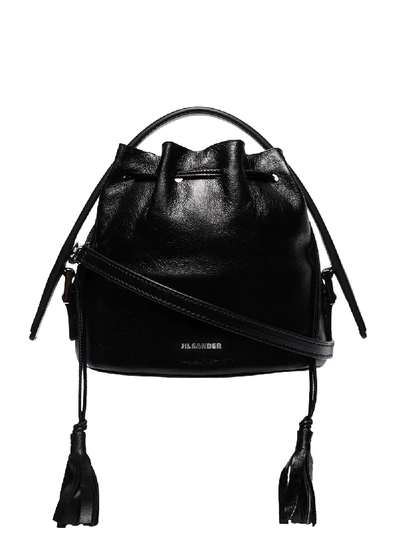 Jil Sander Medium Drum Bucket Bag In Black