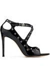 Giuseppe Zanotti Alyson 105 Rivet Sandals In Patent Leather- Delivery In 3-4 Weeks In Black