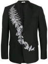 ALEXANDER MCQUEEN FROSTED FERN EMBROIDERED SINGLE BREASTED BLAZER