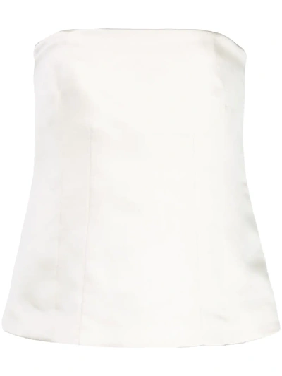 Marina Moscone Wool-blend Satin Bustier Top In White
