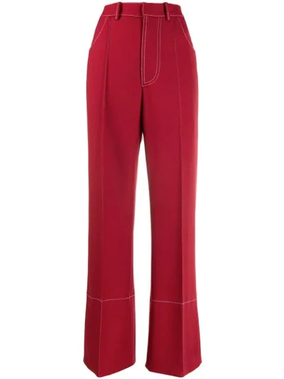 Marni High-waist Wide-leg Trousers In Red