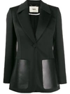 Fendi Oversized Leather Pockets Blazer In F0gme Black
