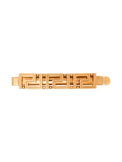 Versace Greek Key Brooch In Gold