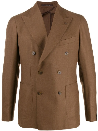 Tagliatore Fitted Double-breasted Blazer In Brown