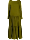 Apuntob Tiered Relaxed Fit Dress In Green