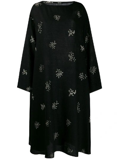 Apuntob Patterned Relaxed Fit Dress In Black