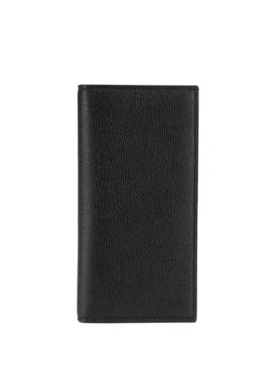 Valextra Pebbled Bi-fold Wallet In Black