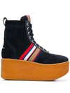 TORY BURCH STRIPED SUEDE PLATFORM BOOTS