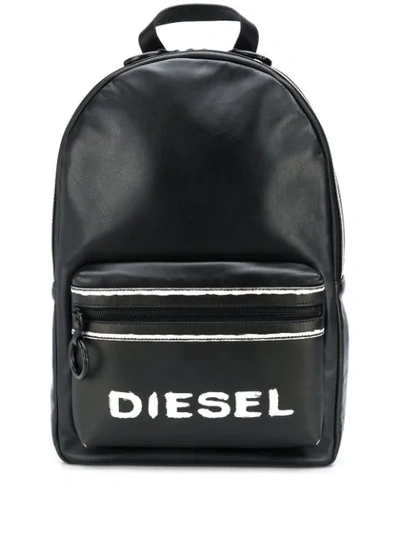 Diesel Logo印花双肩包 In Black