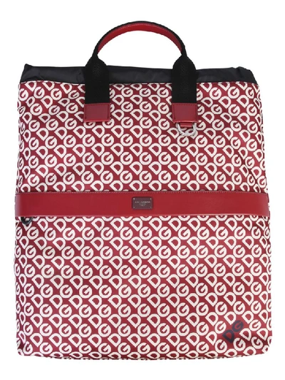 Dolce & Gabbana Dg Logo Printed Backpack In Bordeaux