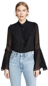 DIVINE HÉRITAGE BELL SLEEVE BLOUSE WITH LACE DETAIL