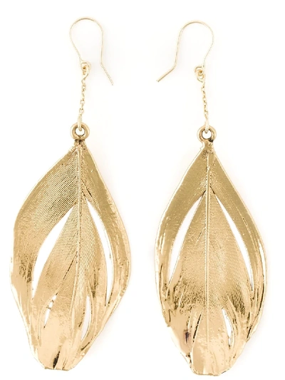 Aurelie Bidermann Swan Feather Earrings In Metallic