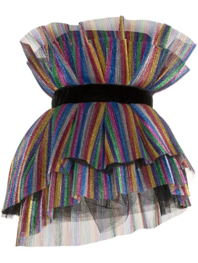 Attico Layered Metallic Striped Top In 021 Multicolor