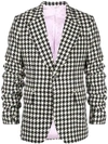 GUCCI HOUNDSTOOTH RUCHED-SLEEVE BLAZER