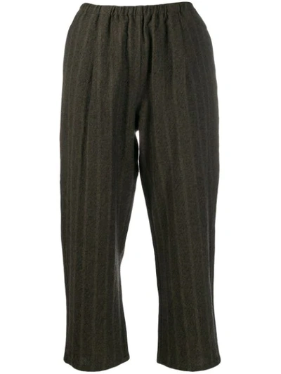 Apuntob Striped Cropped Trousers In Green