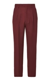 ALEXANDER MCQUEEN PLEATED WOOL AND SILK STRAIGHT-LEG TROUSER,727279