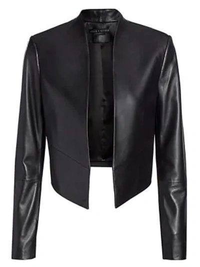 Nita Leather Drape Front Jacket In Black