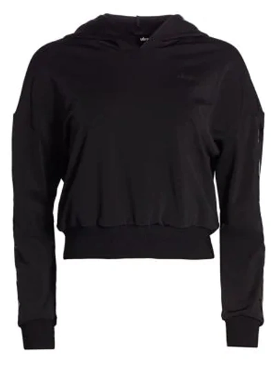 Ultracor Women's Patent Star Cropped Hoodie In Nero Patent