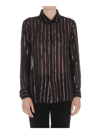 Saint Laurent Stripe Shirt In Black