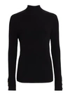 L Agence Odette Button-cuff Turtleneck Top In Black